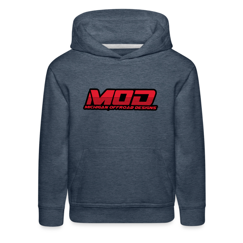 Michigan Offroad Designs Kids Hoodie - heather denim
